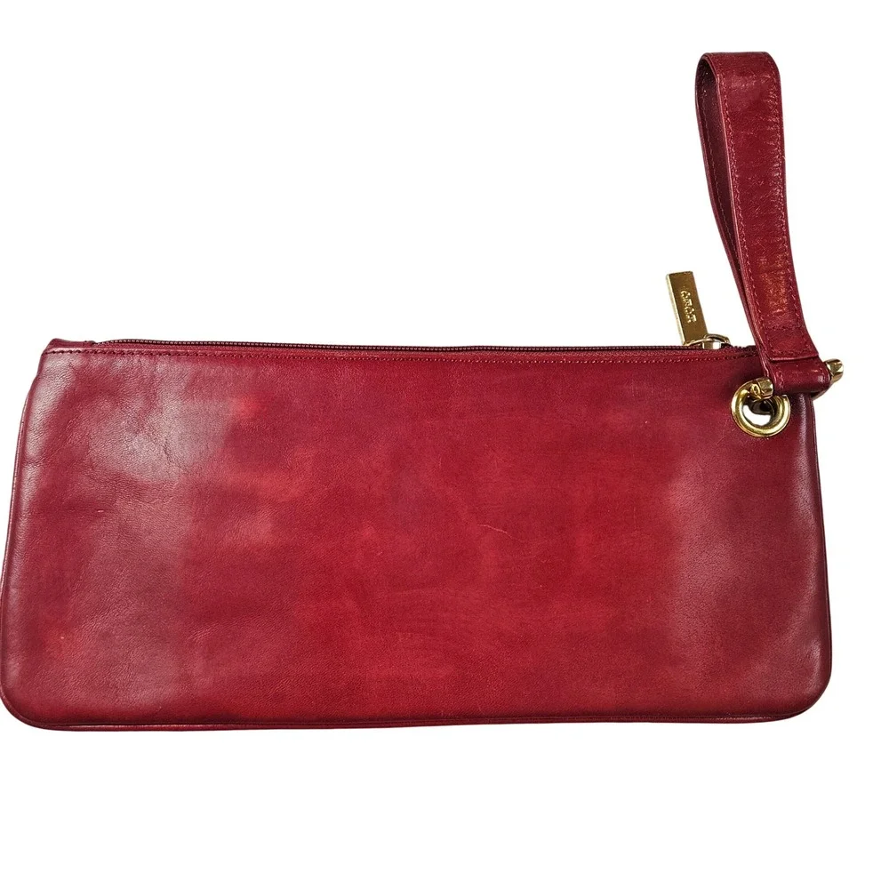 Hobo international red leather‎ wristlet gold vintage